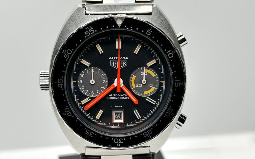 Vintage Heuer Autavia Chrono Orange Boy 11630 Tag Warranty